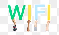 Wifi word png element, transparent background