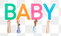 Baby word png element, transparent background