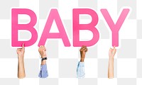 Baby word png element, transparent background