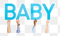 Baby word png element, transparent background