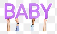 Baby word png element, transparent background