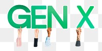 Gen X word png element, transparent background