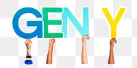 Gen Y word png element, transparent background