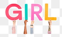 Girl word png element, transparent background