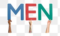 Men word png element, transparent background