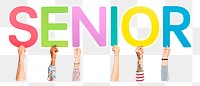 Senior word png element, transparent background