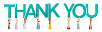 Thank you word png element, transparent background