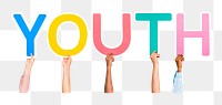 Youth word png element, transparent background