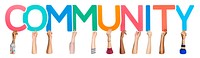 Community word png typography, transparent background