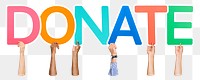 Donate word png typography, transparent background