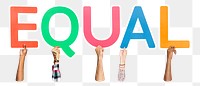 Equal word png typography, transparent background