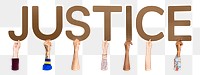 Justice word png typography, transparent background