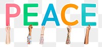 Peace word png typography, transparent background