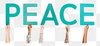 Peace word png typography, transparent background