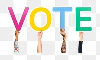 Vote word png typography, transparent background