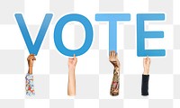 Vote word png typography, transparent background