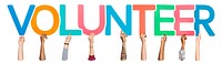 Volunteer word png typography, transparent background