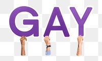 Gay word png element, transparent background