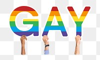 Gay word png element, transparent background