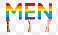 Men word png element, transparent background