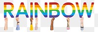 Rainbow word png element, transparent background