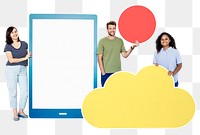 Cloud network png element, transparent background