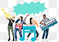 Music band png element, transparent background