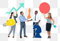 Successful business team png element, transparent background