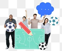 Football planning png element, transparent background