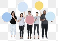 People using phones png element, transparent background