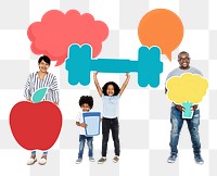 Png Happy family with healthy lifestyle, transparent background