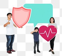 Png Happy family with life insurance plan, transparent background