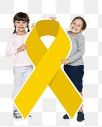 Kids yellow ribbon png element, transparent background