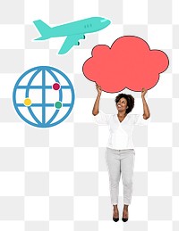 Png Woman & international flight, transparent background