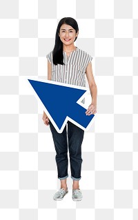 Png Girl holding cursor for browsing, transparent background