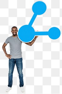 Png Man holding sharing icon, transparent background