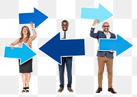 Png Business people & arrow banners, transparent background