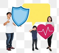 Png Happy family with life insurance plan, transparent background