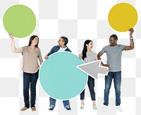 Png Diverse people holding colorful circles, transparent background