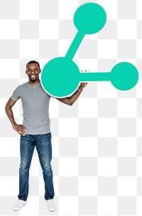 Png Man holding green sharing icon, transparent background