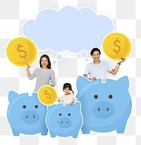 Png Happy family saving for their future, transparent background