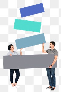 Png Business people holding blank boards, transparent background