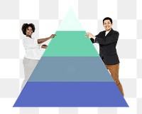 Png Man and woman holding pyramid graph, transparent background