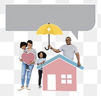 Png Family with home insurance protection plan, transparent background