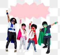 Png Diverse kids wearing superhero costumes, transparent background