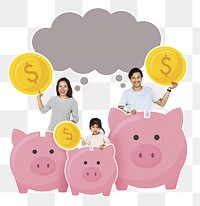 Png Happy family saving for their future, transparent background