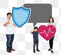 Png Happy family with life insurance plan, transparent background