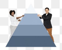 People holding png pyramid graph, transparent background