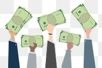 Business people holding money illustration