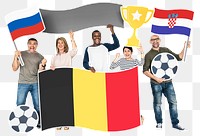 Png Football fans Croatia, Russiand Belgium, transparent background